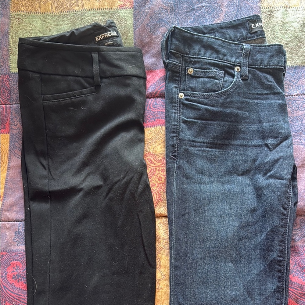 Express Black Trousers and Dark Blue Denim
